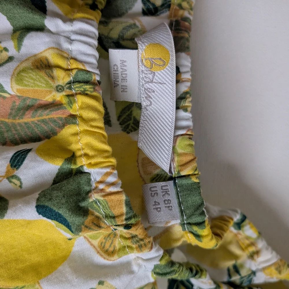 Boden Yellow Lemon Print Puff Sleeve Midi Dress Size 8 Medium - Picture 4 of 6